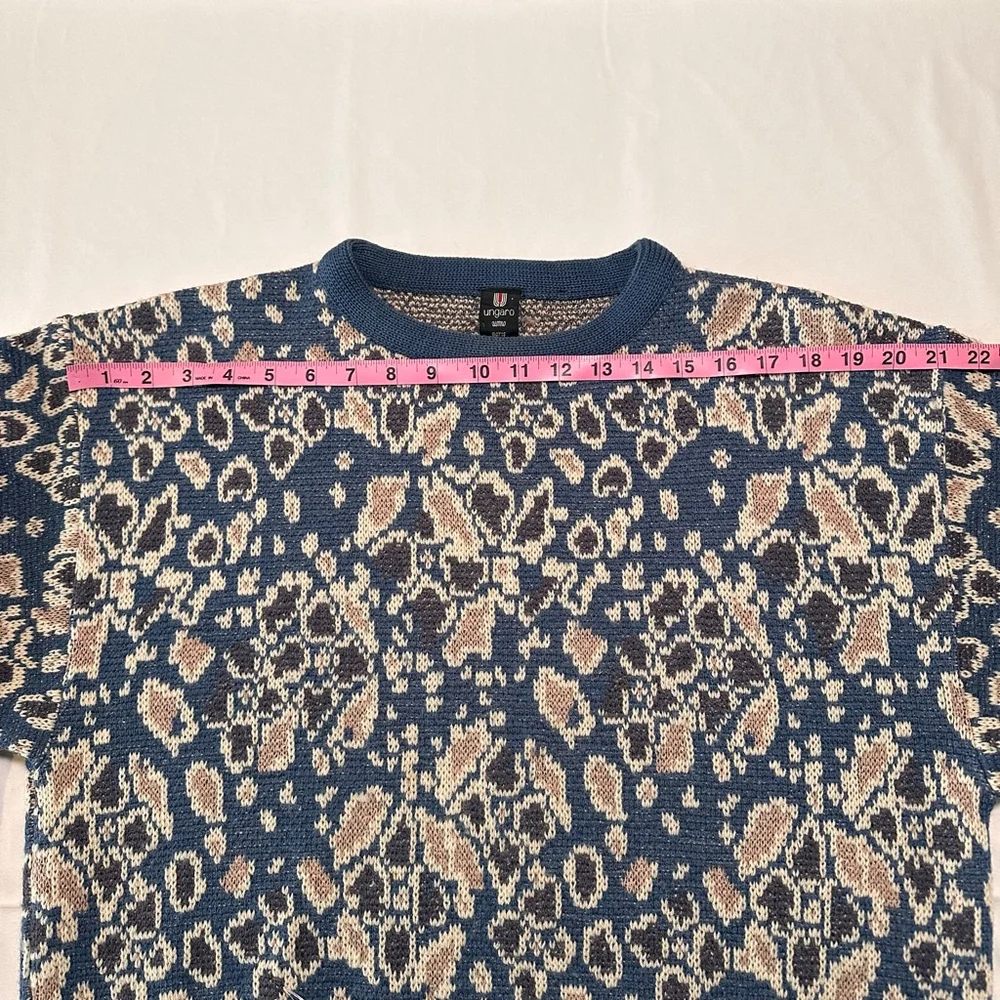 Vintage Ungaro Uomo Abstract Floral Knit Sweater | Paris Designer Pullover